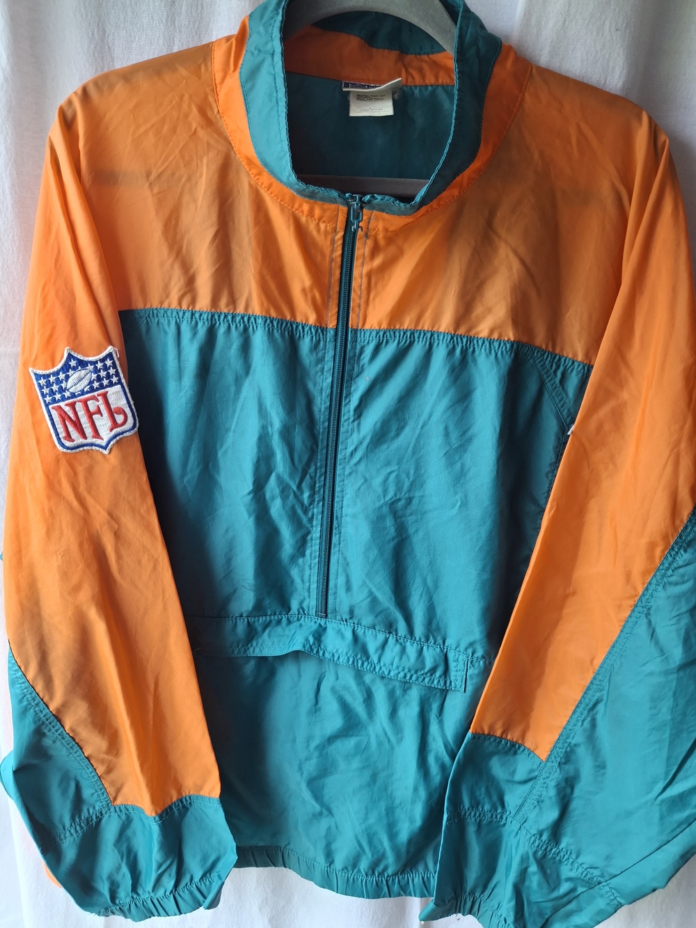 Vintage  Maimi DolphinTeal and Orange NFL Pullover  Windbreaker Jacket Licensed